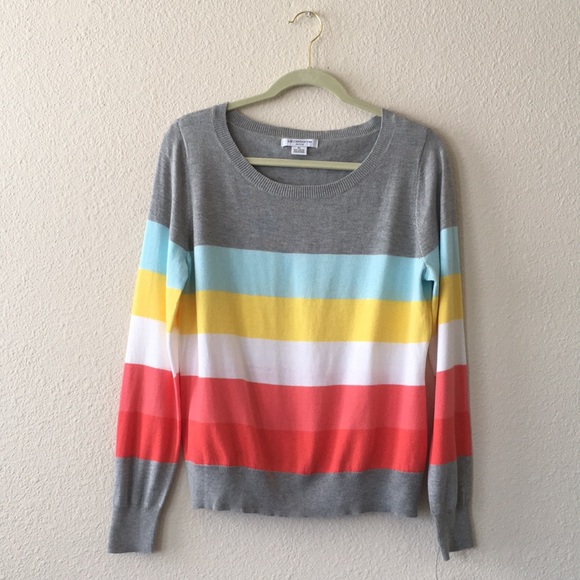 Liz Claiborne Sweaters - Liz Claiborne Petite Coral Multi Stripe Sweater